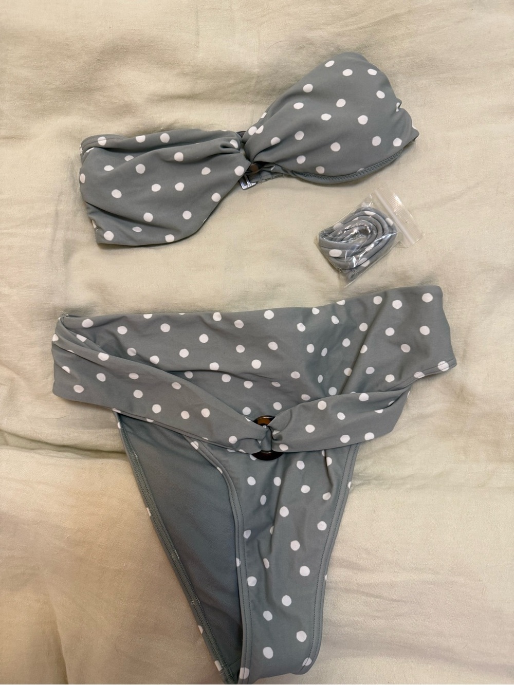 Abercrombie & Fitch Gray Polka Dot Bandeau Bikini